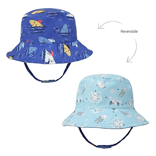 Baby Boy Girl Sun Hat,Adjustable Toddler Kids UPF 50  Sun Protective Wide Brim Sun Hat,Beach Hat for Girl Boy (0-6 Months, Black-Dinosaur)