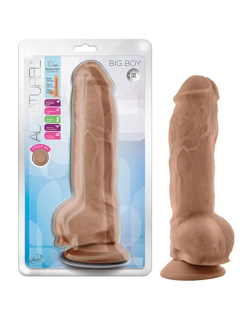 Blush Au Natural 10" Big Boy Realistic Dildo with Balls - Mocha