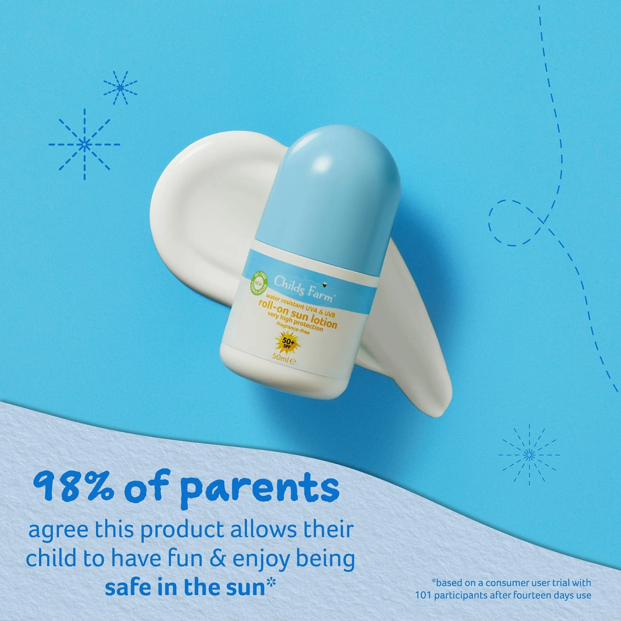 Childs Farm 50  SPF roll-on sun lotion fragrance-free
