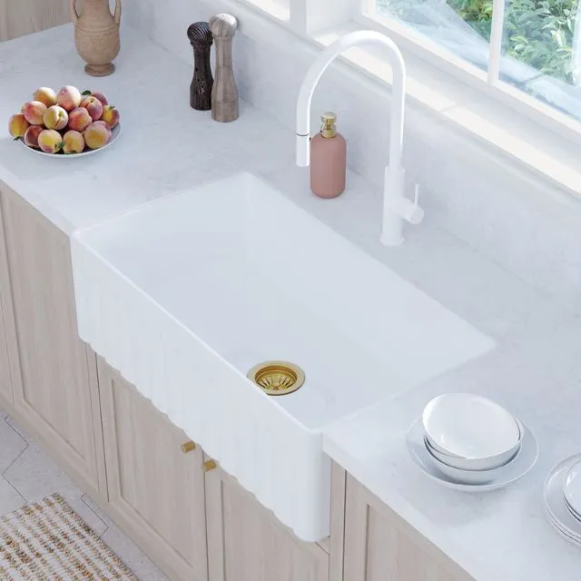 Fienza Kaya Pull Out Sink Mixer Matte White