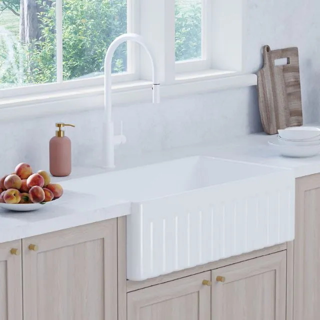 Fienza Kaya Pull Out Sink Mixer Matte White