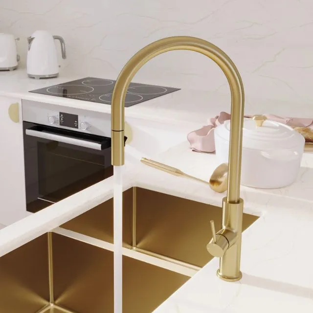 Fienza Kaya Pull Out Sink Mixer Urban Brass