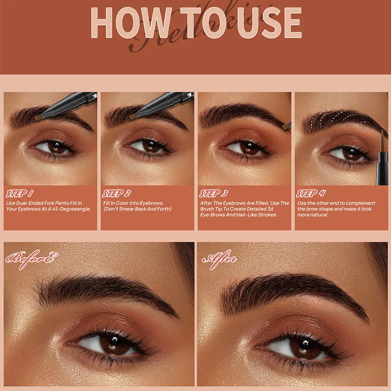 New Forked Dual-ended Liquid Eyebrow Pencil