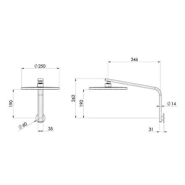 Phoenix Tapware Oxley High-Rise Shower Arm & Rose Brushed Nickel
