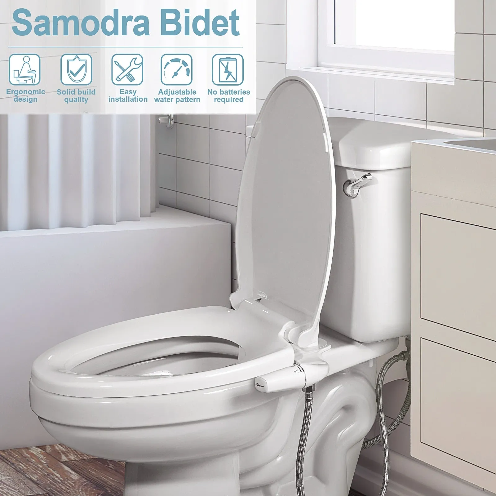 SAMODRA Right/Left Hand Toitet Bidet Sprayer Non-Electric Dual Nozzle Bidet Toilet Seat Hygienic Shower For Bathroom Accessories