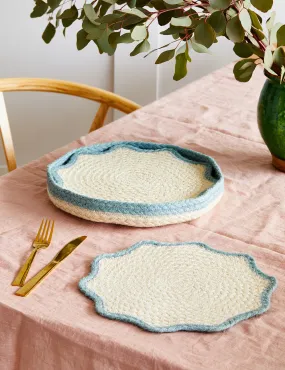 Set of 6 Ocean Blue Scallop Placemats