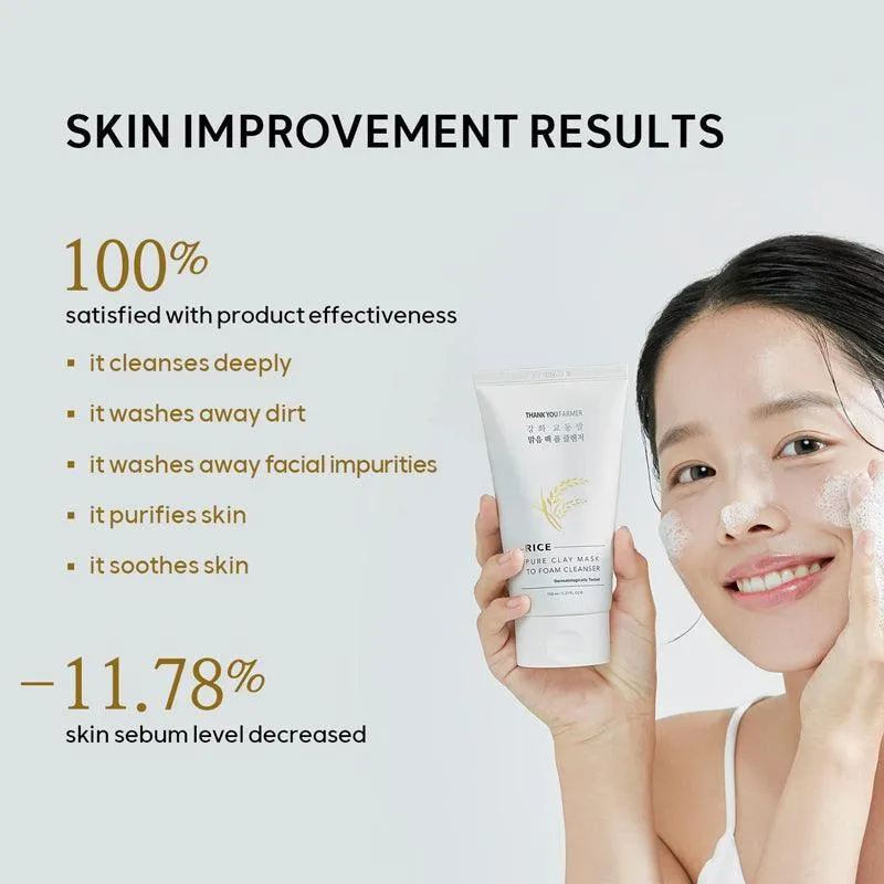 [THANK YOU FARMER] Rice Pure Clay Mask to Foam Cleanser 150ml