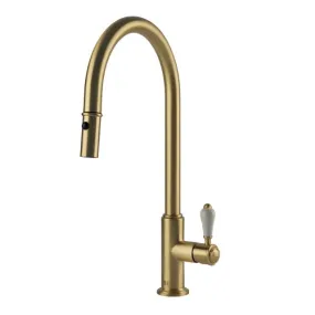 Turner Hastings Ludlow Pull Out Sink Mixer - Brushed Brass