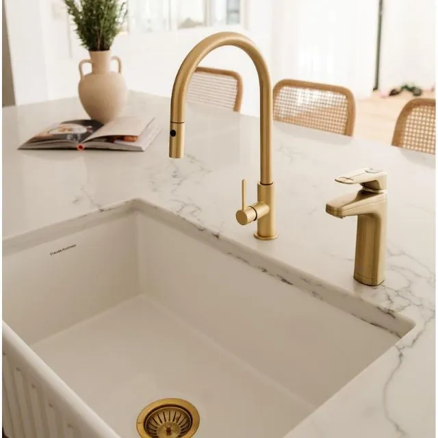 Turner Hastings Naples Pull Out Sink Mixer - Brushed Brass
