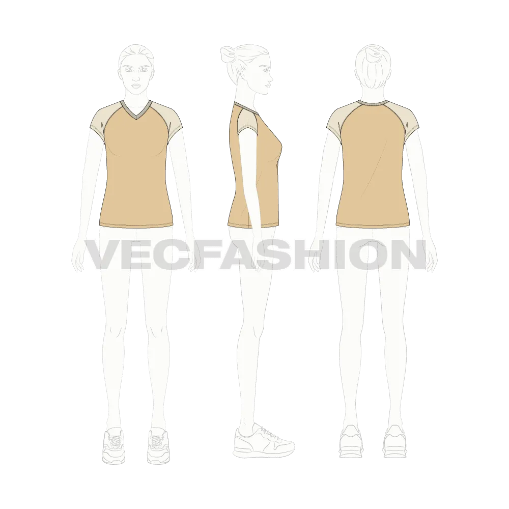 Women's V-neck Raglan Tee