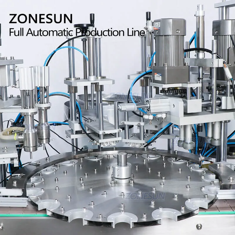 ZS-FAL180A5 Automatic 4 In 1 Essential Oil Vial Small Bottle Filling Capping Machine With Cap Feeder