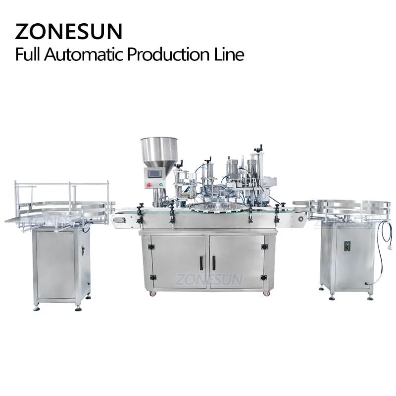 ZS-FAL180A5 Automatic 4 In 1 Essential Oil Vial Small Bottle Filling Capping Machine With Cap Feeder