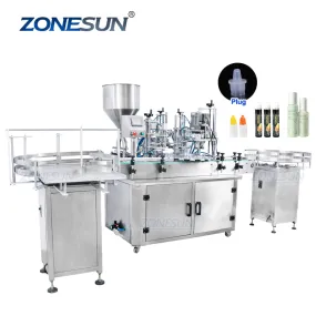 ZS-FAL180A5 Automatic 4 In 1 Essential Oil Vial Small Bottle Filling Capping Machine With Cap Feeder